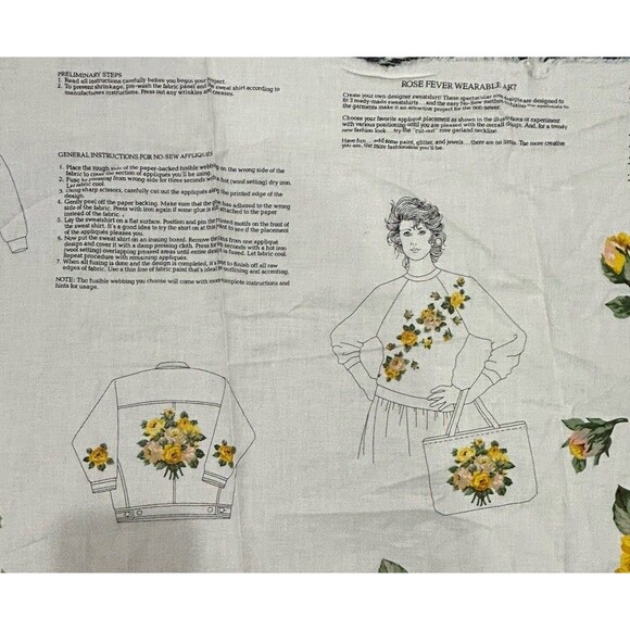 VTG Rose Fever Wearable Art Appliques Cranston Fabric Panel for Sweatshirts - Picture 6 of 14